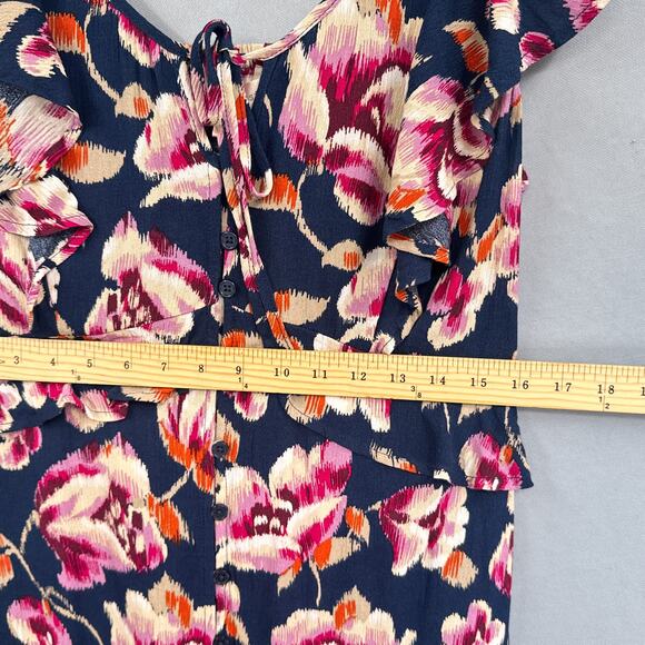 Band Gypsies Dress Women M Dark Floral Maxi Button Down Flowy Boho Prairie New - Picture 14 of 16